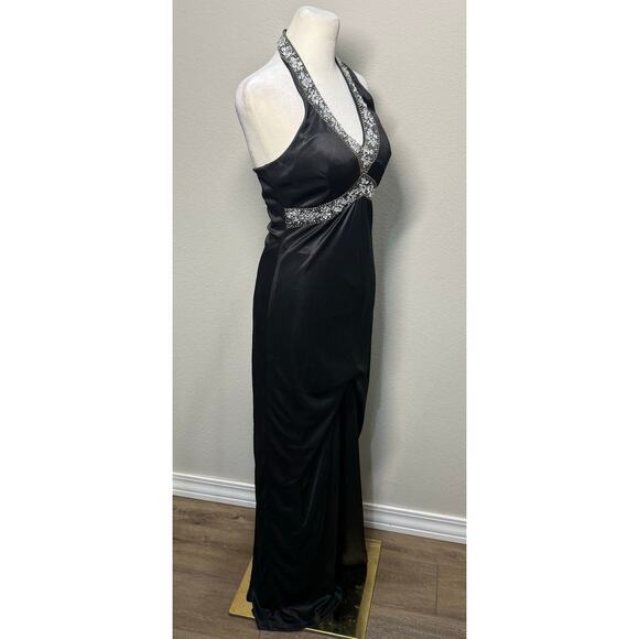 Vintage 90s Y2K Charlotte Russe‎ Long Maxi Dress Halter Whimsygoth Prom Black M - Picture 7 of 13